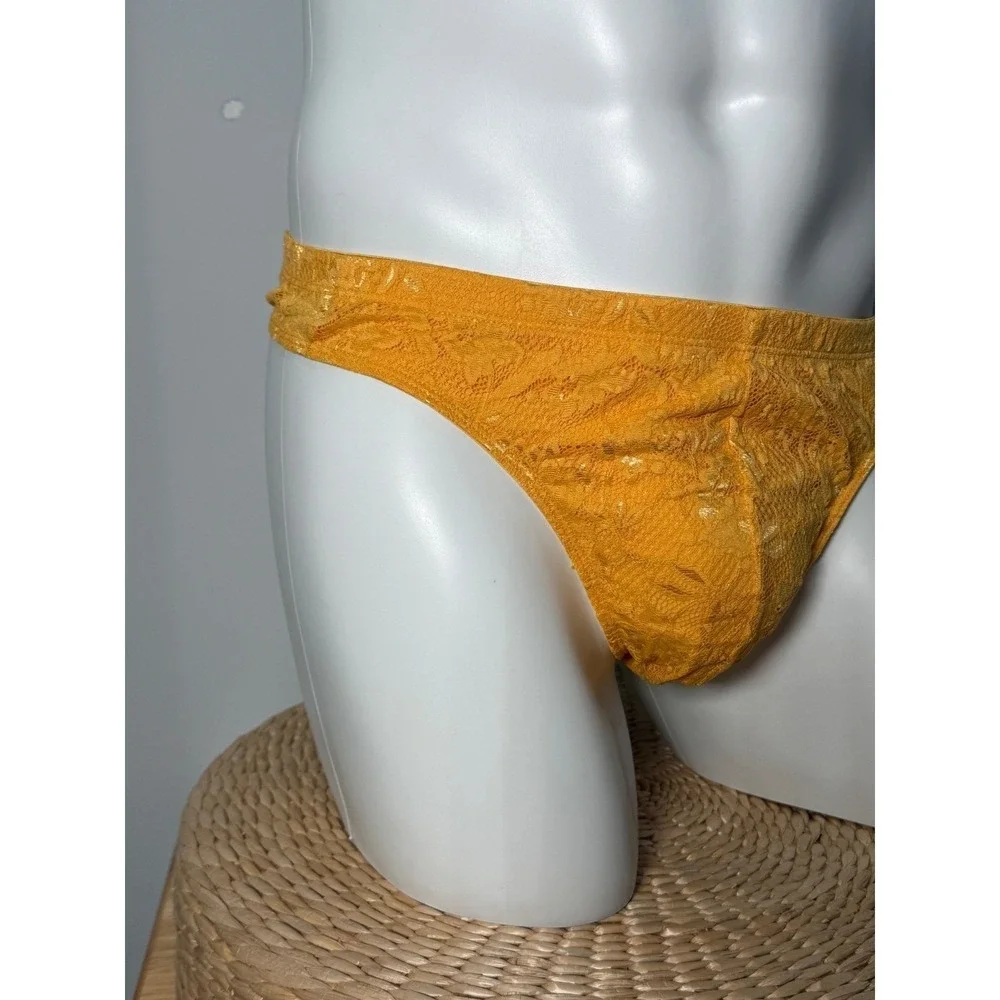 Cosabella Men's Luxury Lace G-String Thong Taaja Mango Yellow  Size L